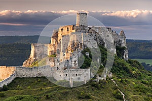 Spis Castle Slovakia on summer evening