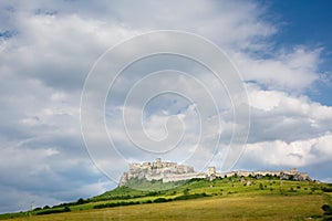 Spis Castle at sunny day with picturesque clouds, Slovakia