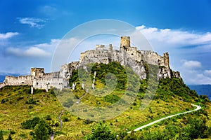 Spiss castle spissky hrad in a summer day, medieval ruin, unesco heritage, Slovakia, Europe