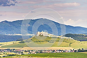 Spiss castle (spissky hrad) in summer day, medieval ruin, unesco heritage, Slovakia, Europe. Slovakia summer landscape.