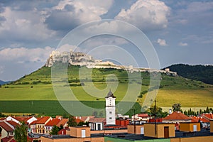 Spisske Podhradie with Spis Hrad above, Slovakia.