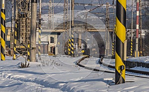 Spisske Vlachy station in winter frosty afternoon