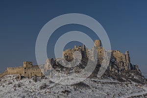 Spissky castle in east Slovakia in nice winter sunny day