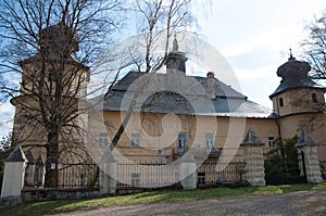 Spissky Stiavnik castle and church in Slovakia