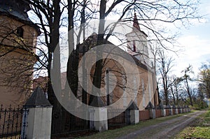 Spissky Stiavnik castle and church in Slovakia