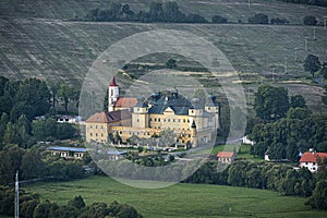 Spissky Stiavnik manor from the balloon, Slovakia