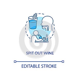 Spit out wine concept icon. Professional sommelier advice, winetasting tips idea thin line illustration. Avoid