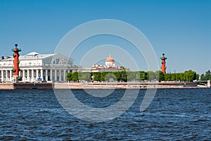 Spit of Vasilevsky Island and River Neva, Saint Petersburg, Russia.
