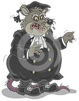 Spiteful fat rat judge in a black gown photo