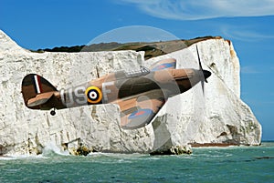 Spitfire over the white cliffs of Dover