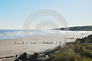 Spittal beach and surf in autumn sun