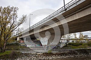 Spittelauer Bruecke. View from Donaukanal