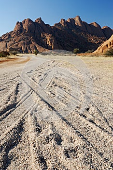 Spitzkoppe panorama in a sunny day, Namibia