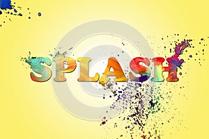 Splash art color effect with yellow radial gradient background