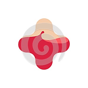 Splash of blood in stylized cross isolated logo. World diabetes day icon. Unusual receptacle with red liquid  illustration photo
