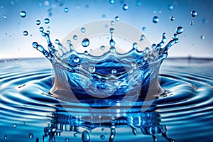 Splash in blue water