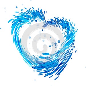 Splash blue water heart vector