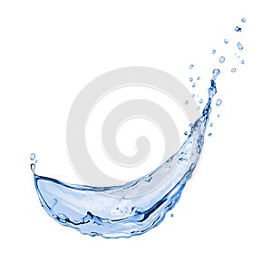 Splash of blue water isolated on white background