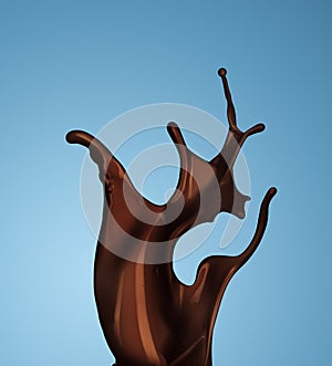 Splash of brownish hot coffee or chocolate isolated