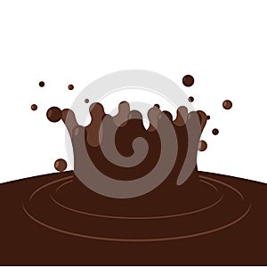 Splash chocolate. Brown sweet drops on white background