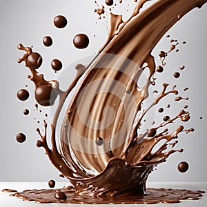 Splash of chocolate creating a chocolaty river Generative AI photo