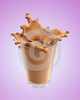 Splash of chocolate milk from the glass