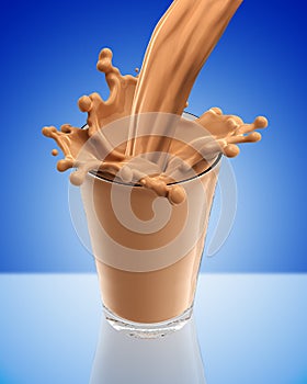Splash of chocolate milk from the glass