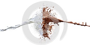 Splash of chocolate milk and white milk path