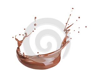 Splash of chocolate on white background