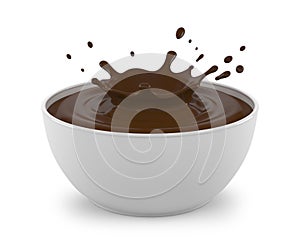 Splash of chocolate in a white bowl