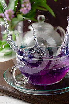 Splash of clitoria anchan tea with citrus juice