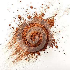 Splash of cocoa powder isolated on white background photo