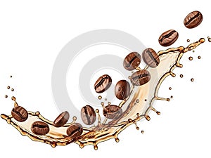 Splash of coffee beans