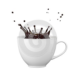 Splash of coffee in a white cup