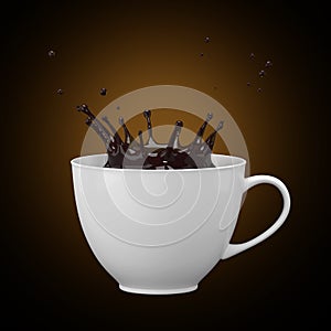 Splash of coffee in a white cup