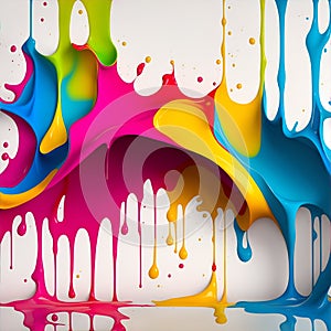 Splash colors drip down on the wall. Generative AI