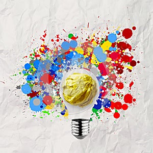 Splash colors lightbulb crumpled paper