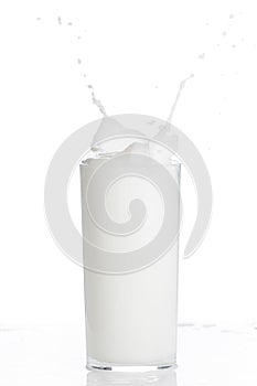 Splash of fresh milk in glass