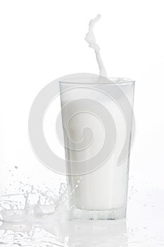 Splash of fresh milk in glass