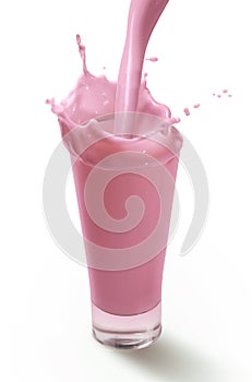 Splash in A Glass of Strawberry Milkshake