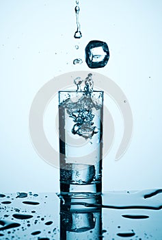 Splash in glass with water