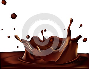 Splash of hot coffee or chocolate isolated on white background