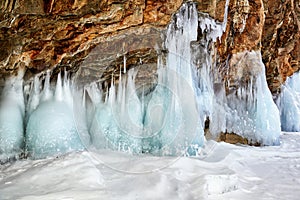 Splash ice on coastal rock