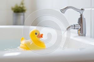 Splash of Joy: Yellow Duck in Bath