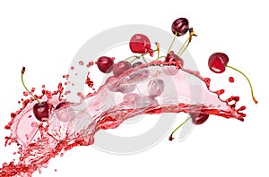 Splash of juice with cherries