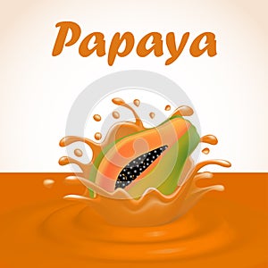 splash of juice from a falling papaya and drop