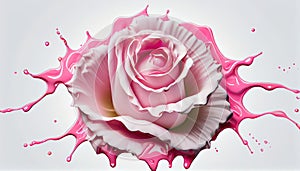 splash juice yogurt flower rose pink liquid shape milk isolated clipping path cream food dripped concept epicure drink splashing