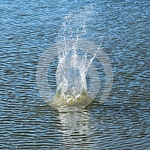 Splash in Lake from Medium Rock Thrown In