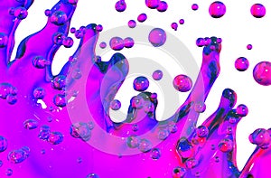 Splash of liquid abstract background, colorful backdrop 3d rendering