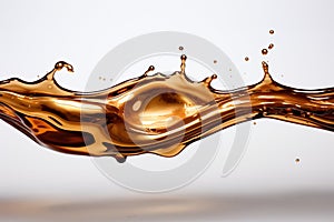 A splash of liquid bronze on a white background. Abstraction. Generated by artificial intelligence
